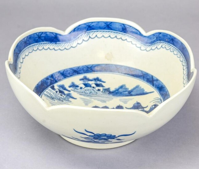 Chinese Canton Blue & White Porcelain Bowl