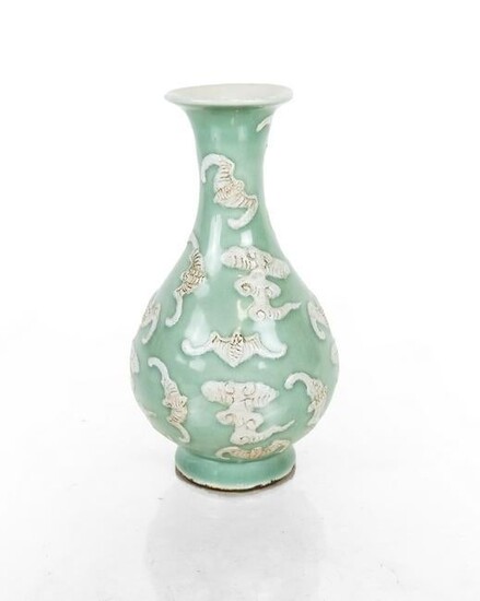 Chinese Celadon Bat Relief Vase