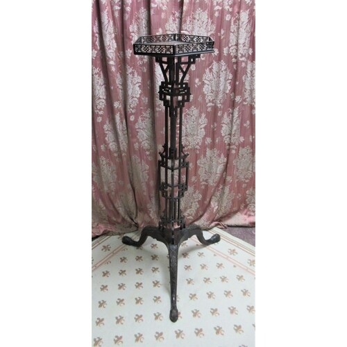 Chinese Chippendale Revival mahogany torchere, the hexagonal...