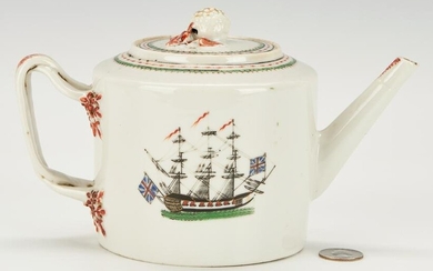 Chinese Export Porcelain Teapot with Ship Decoration