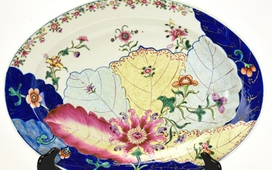 Chinese Hand Painted Tobacco Leaf Platter