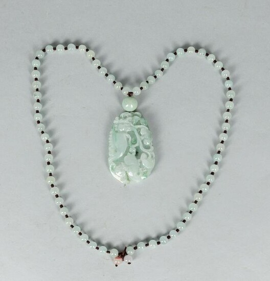 Chinese Jade Stone Carving with Necklace