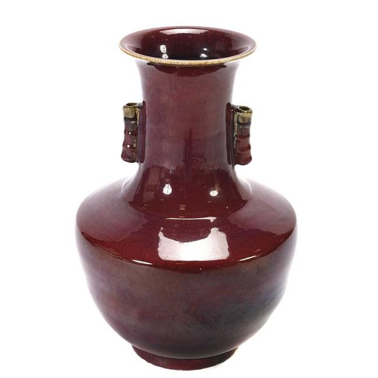 Chinese flame-glazed Baluster Arrow Vase