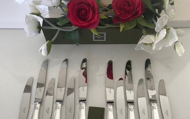 Christofle - Table knife - Set of 12 Pompadour model dessert knives - Silver-plated
