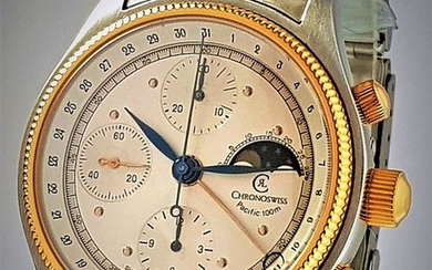 Chronoswiss - NO RESERVE Pacific 18K/SS Automatic Chronograph Moonphase - FULL SET- Men - 2000-2010