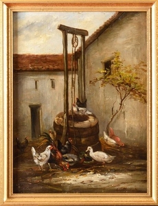Claude GUILLEMINET (1821 c.1866) Basse cour Paire …