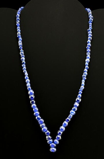Cobalt Blue Roman Glass Bead Necklace