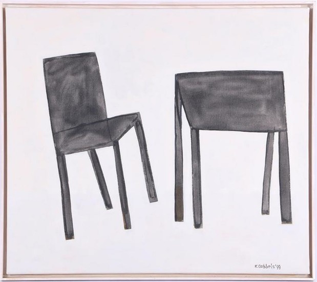 Composition with table and chair, canvas dated 1999