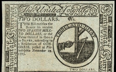 Continental Nov. 29, 1775 $2 Blue Detector Ch. CU