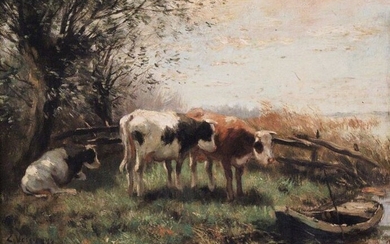 Cor Bouter (1888-1966) - Koeien bij een plas
