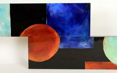 DEB WITTE "ABSTRACT MOONS" DIPTYCH ACRYLIC