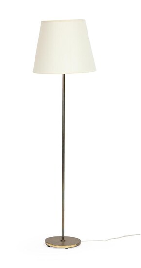 NOT SOLD. Danish design: A brass floor lamp with white acrylic shade. 1930-40s. H. incl. shade 142 cm. – Bruun Rasmussen Auctioneers of Fine Art