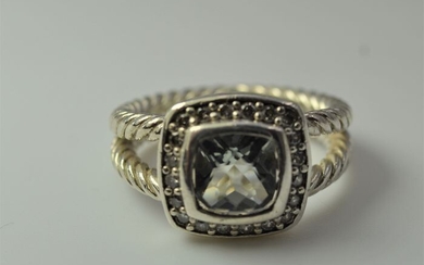 David Yurman - 925 Silver - Ring Topaz - Diamonds
