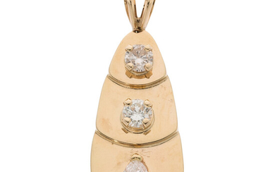 Diamond, Gold Pendant The pendant features full-cut diamonds weighing...