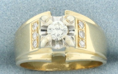 Diamond Illusion Set Ring in 14k Yellow and White Gold