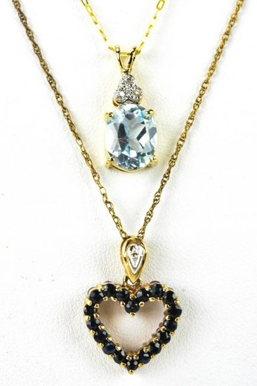 Diamond & Aqua + Diamond & Ruby Necklace Pendants