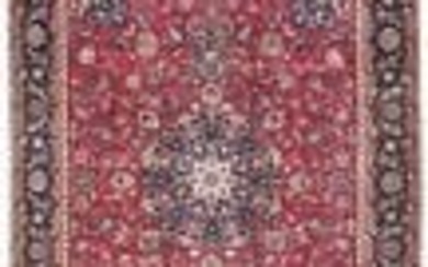 Distressed Vintage Antique Muted Red Floral 10X13 Oriental Rug Handmade Carpet