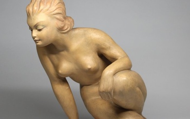 Dr. Rank Ceramics - Dr. Rezső Rank - Sculpture, Art deco woman - 22 cm - Terracotta