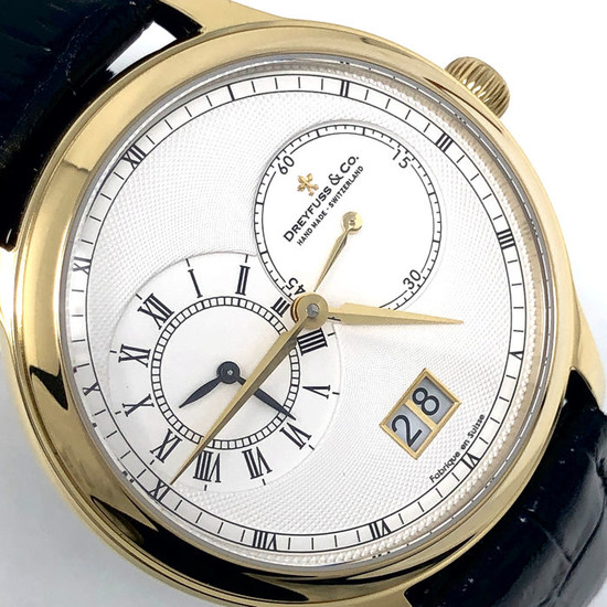 Dreyfuss & Co. - 1946 GMT Watch Yellow Gold - DGS00121/06 - Men - BRAND NEW