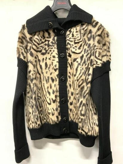 ESCADA Italian Dyed Leopard Style Fur Sweater