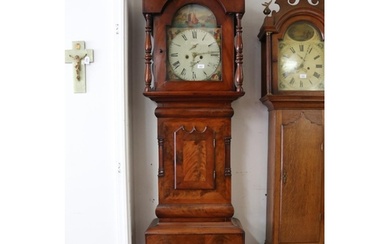 Early Victorian mahogany longcase clock The painted arched d...
