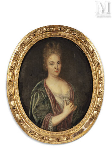Ecole FRANCAISE vers 1730 Portrait de femme à l’habit de...