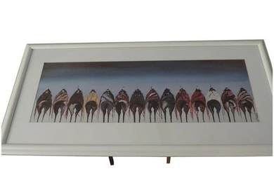 Ed Posa, Signed Native American Lithograph, 17" X 36"