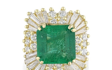 Emerald and Diamond Ballerina Ring