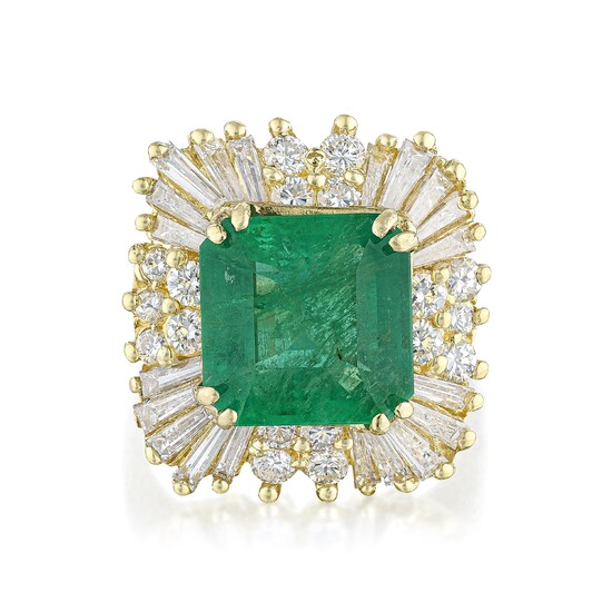 Emerald and Diamond Ballerina Ring