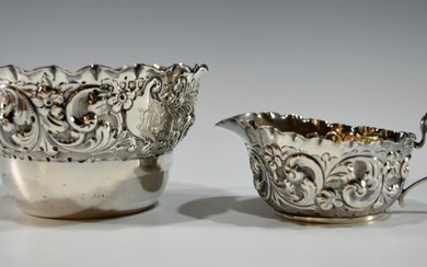 English Sterling Creamer and Sugar, Dated 1896