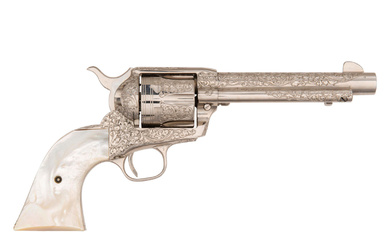 **Engraved 2nd Generation Colt Single Action Army Revolver with Mother of Pearl Grips in Factory Cardboard Box