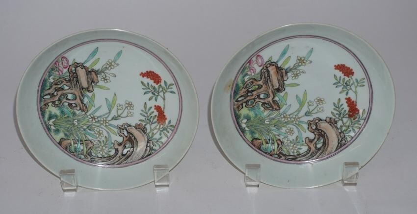 Excellent Pair Chinese Qing Porcelain Dishes