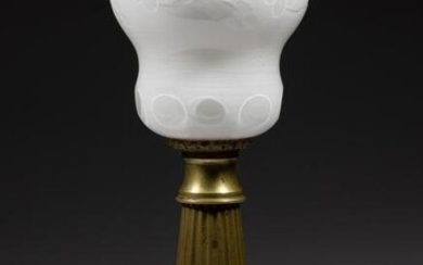 FLORAL CUT-OVERLAY KEROSENE STAND LAMP