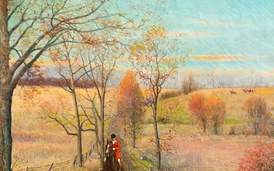 FOX HUNT PAINTING BY S. R. WRIGHT