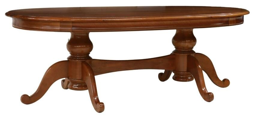 FRENCH WALNUT EXTENSION PEDESTAL DINING TABLE