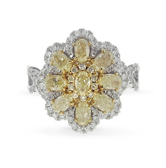 Fancy Yellow and White Diamond Ring