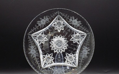 Fine vintage etched and cut glass plate