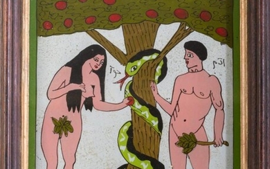 Folk Art Adam & Eve Illustration.