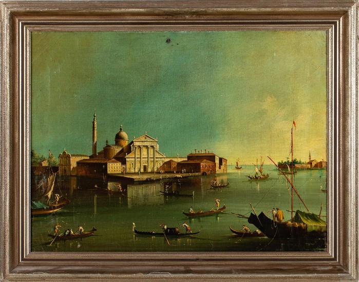 Follower of Francesco Guardi, View of San Giorgio Maggiore, Oil on Canvas, 18th/19th Century EV1DL