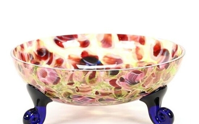 Footed Bowl, Unmarked Art Glass