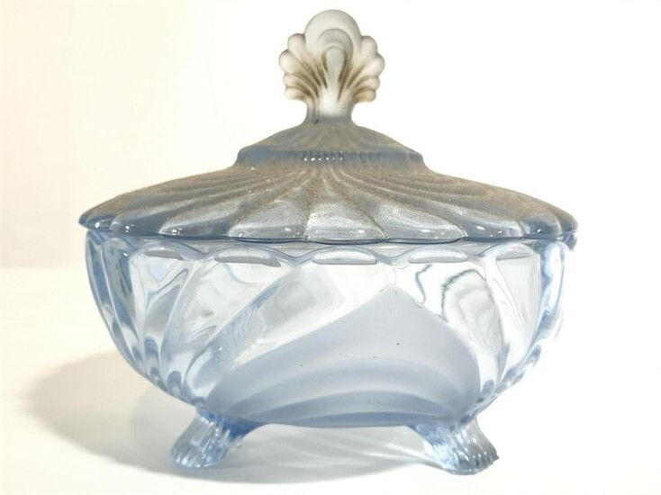 Footed Lidded Art Glass Candy Dish