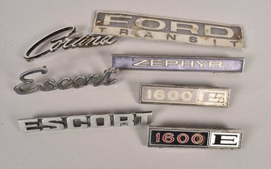 Ford, a small selection of badges, to include Transit, Escort,...