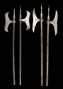 Four Indian axes (bullova), steel blades with slig…