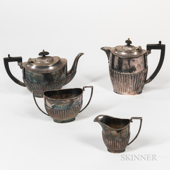 Four-piece English Sheffield Silver-plated Tea Set