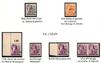 France - Occupation of the Saarland - Beautiful in-depth study of the varieties of 1947 stamps overprinted in francs. - Yvert 2017