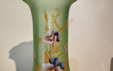 François Théodore Legras (1839-1916) - - Single-flower vase - Art Nouveau enameled vase - Glass