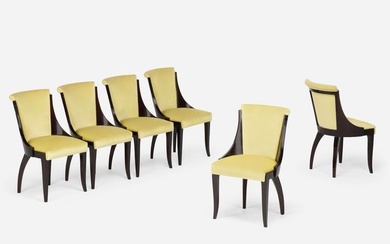 French Art Deco, Dining chairs, set of six