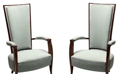 French Art Deco, High-Back Chairs, Mahogany