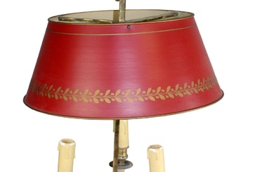 French Bouilotte lamp in brass with tole shade