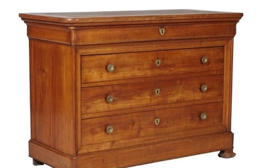French Louis Philippe Carved Cherry Commode, 19th c., H.- 37 in., W.- 51 in., D.- 23 1/2 in.